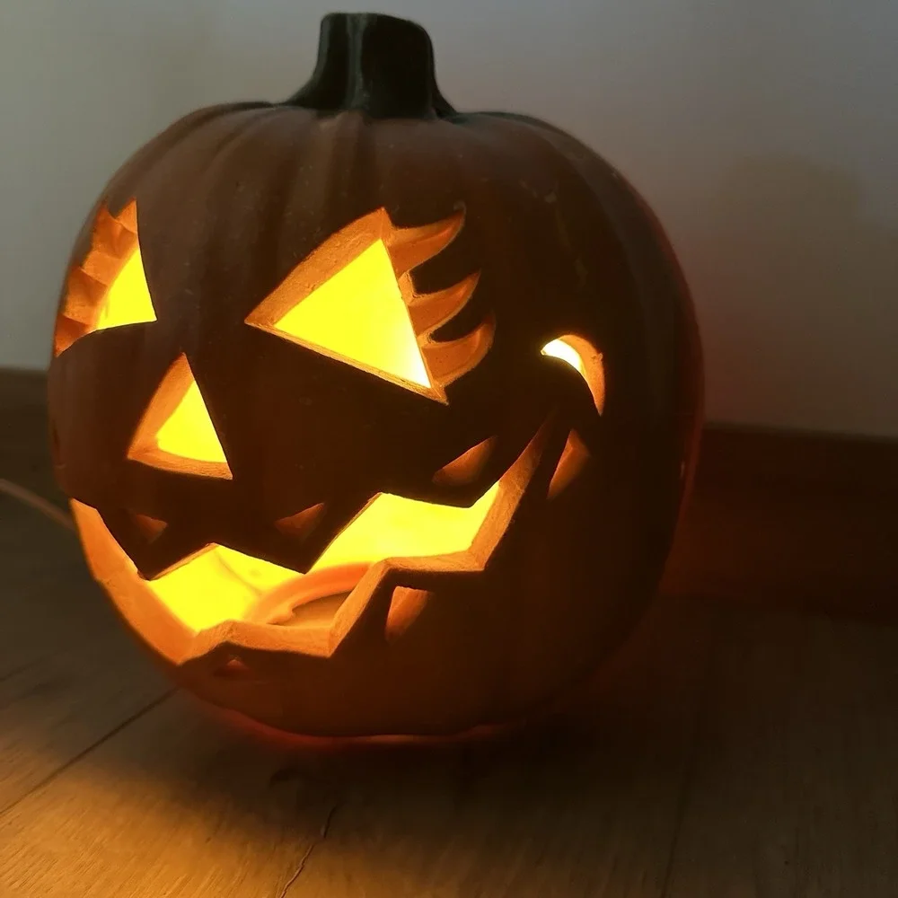 VTG‎ Blow Mold Halloween Jack O Lantern Light 90s Eyelashes Pumpkin